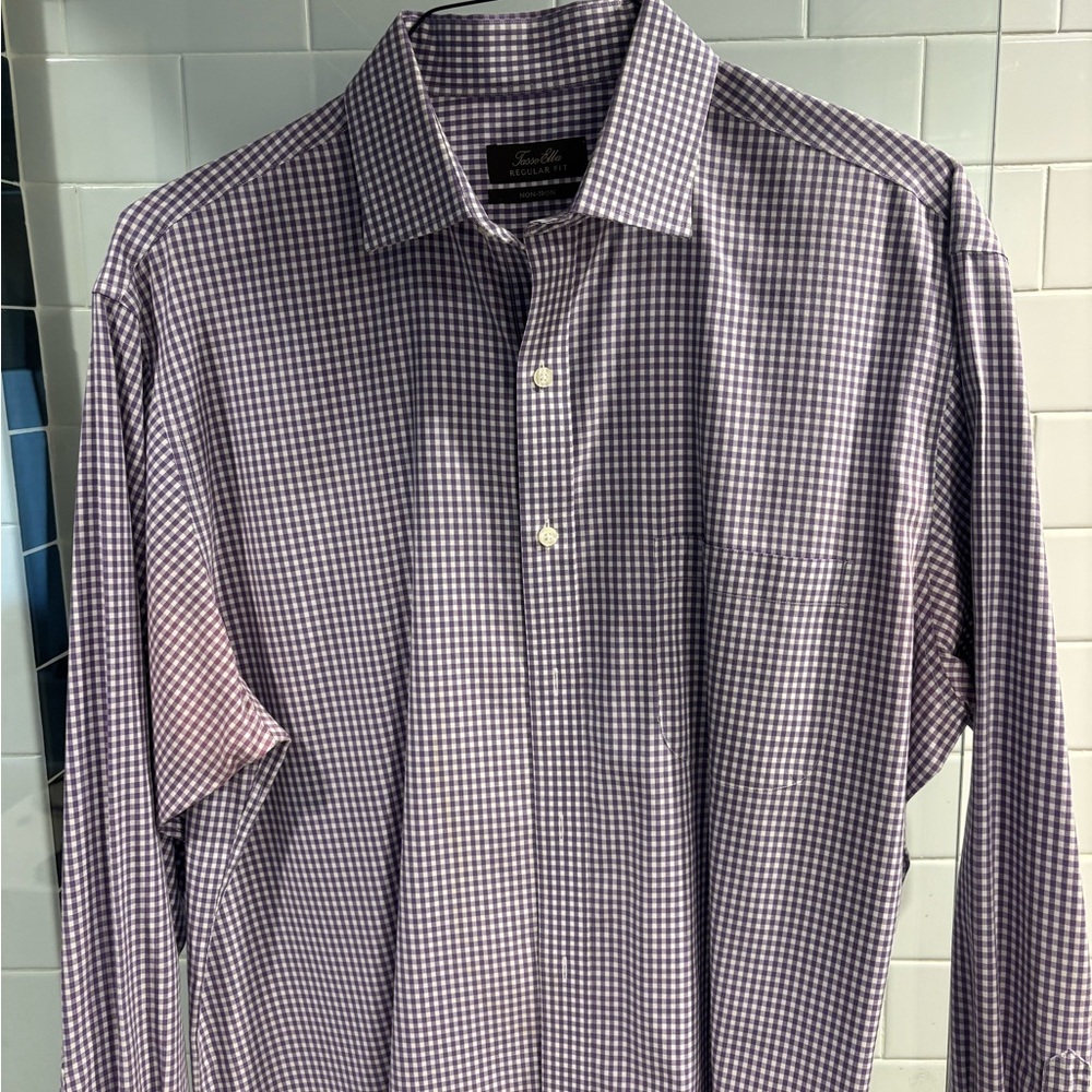 Tasso Elba Purple Casual Button Down Shirt